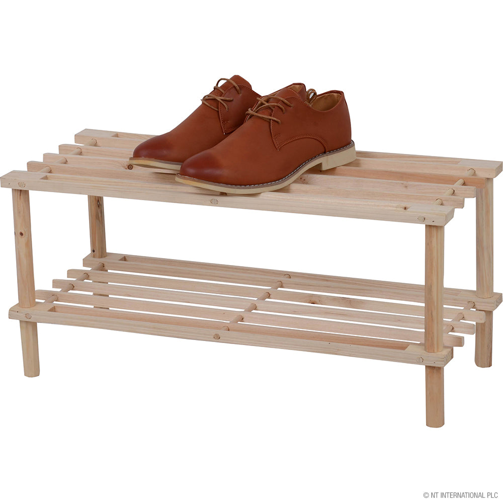 2 Tier Shoe Rack - Natural 74 x 29.5 x 26.5cm
