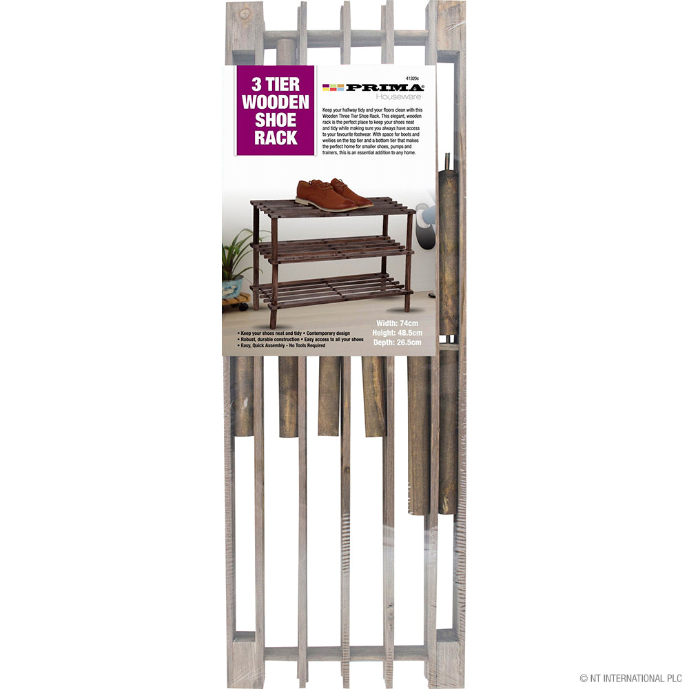 Peak Kit 3 Tier Shoe Rack - Dark Oak 74 x 48.5 x 26.5c - Peak Kit