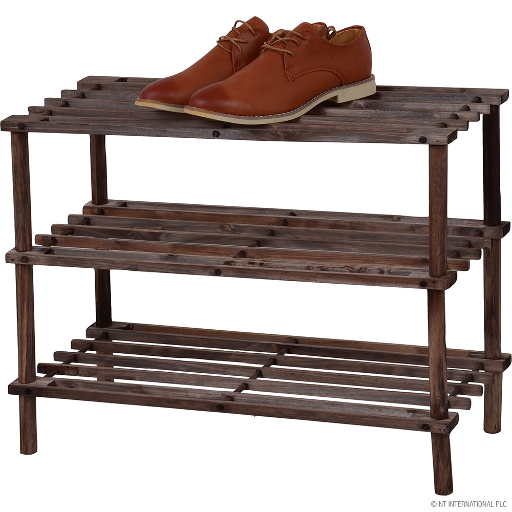 3 Tier Shoe Rack - Dark Oak 74 x 48.5 x 26.5c