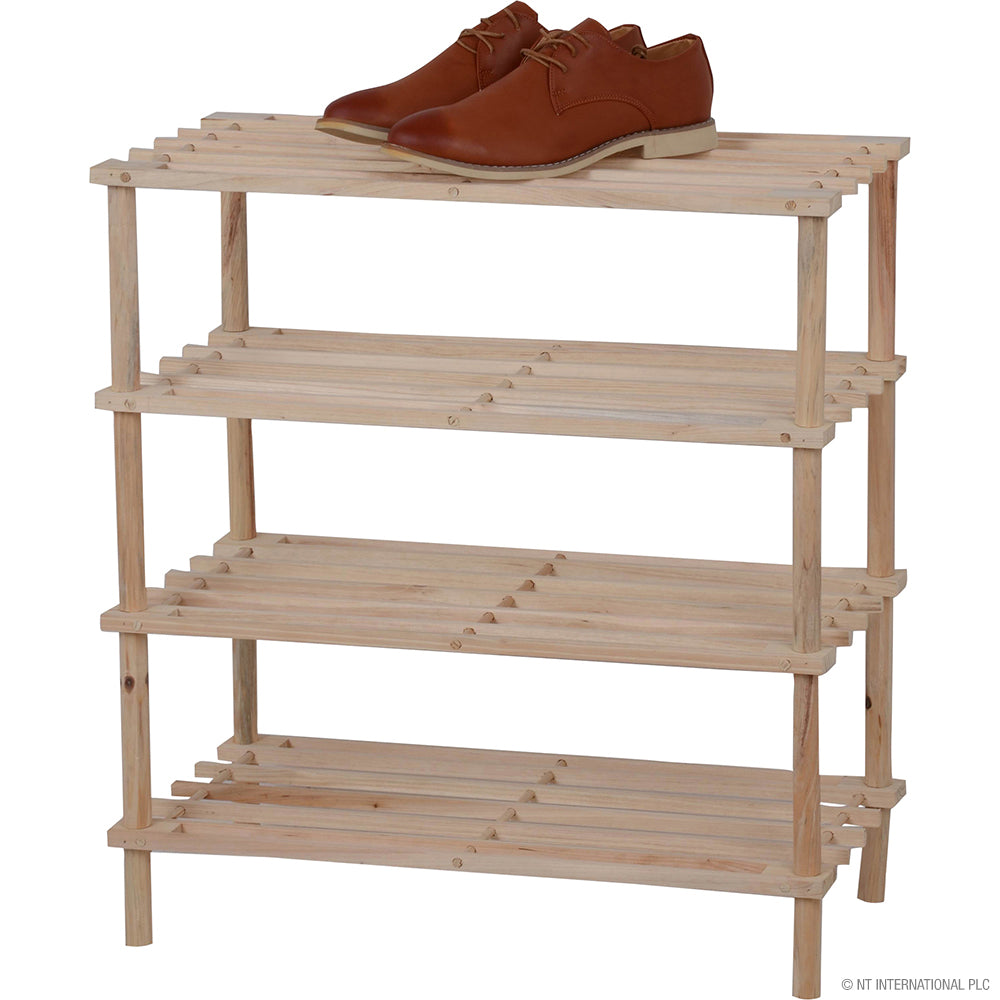 4 Tier Shoe Rack - Natural 74 x 57 x 26.5cm