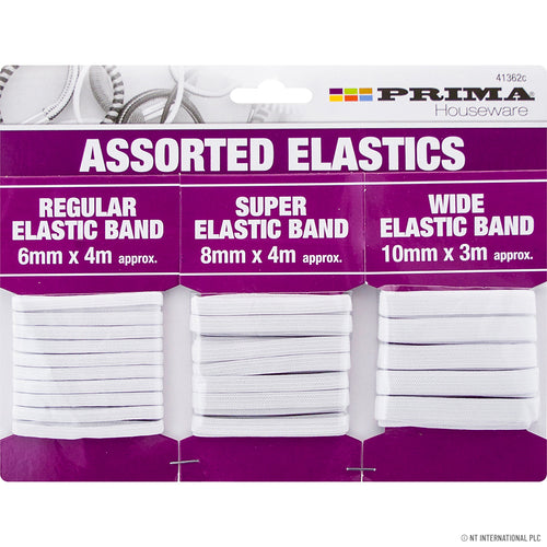 Peak Kit Assorted White Elastic Bands - 6 , 8 & 10mm - Peak Kit