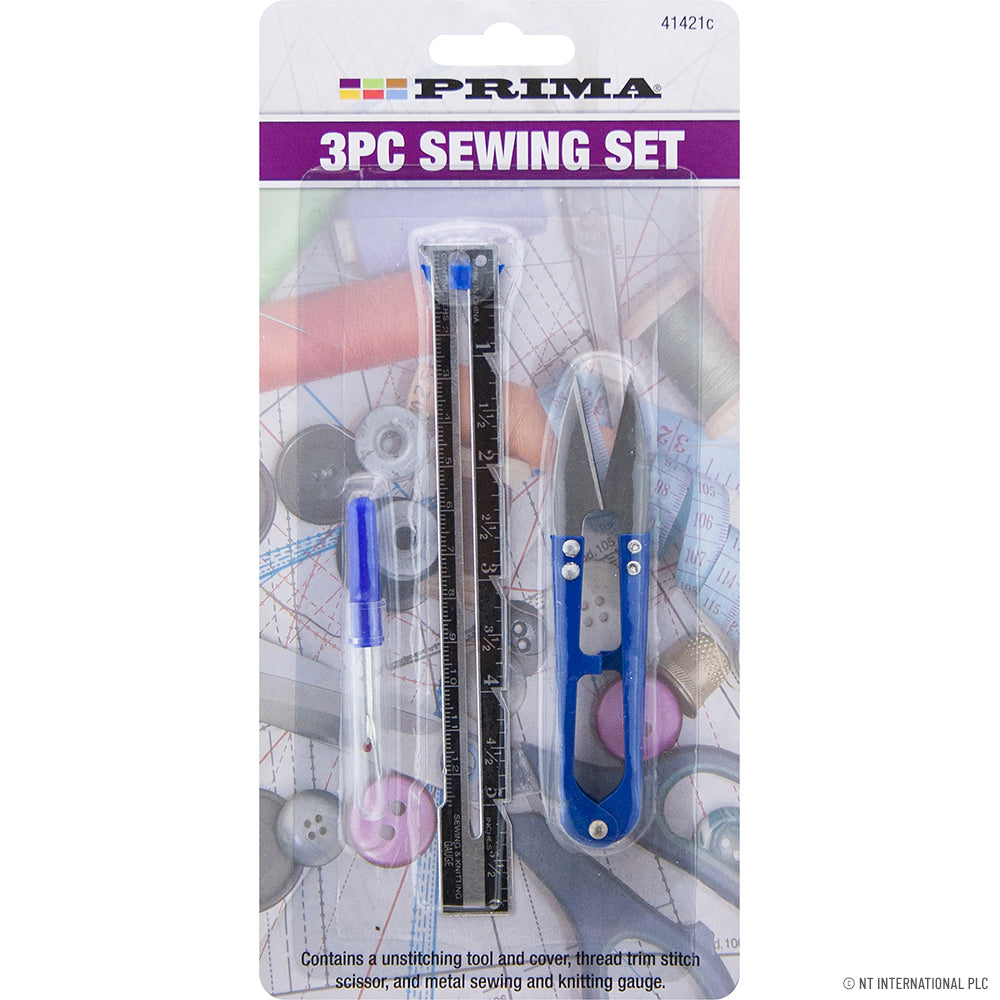 3pk Sewing Set - Ruler , Scissors