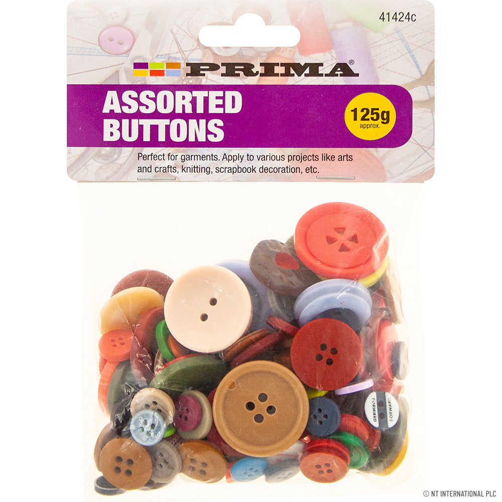 Peak Kit 125g Assorted Buttons / Mix Colours - Peak Kit
