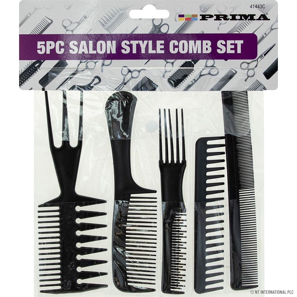 Peak Kit 5pk Salon Style Hair Comb Set - Black - Peak Kit