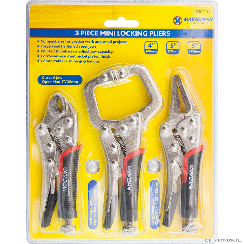 3pc Mini Locking Pliers