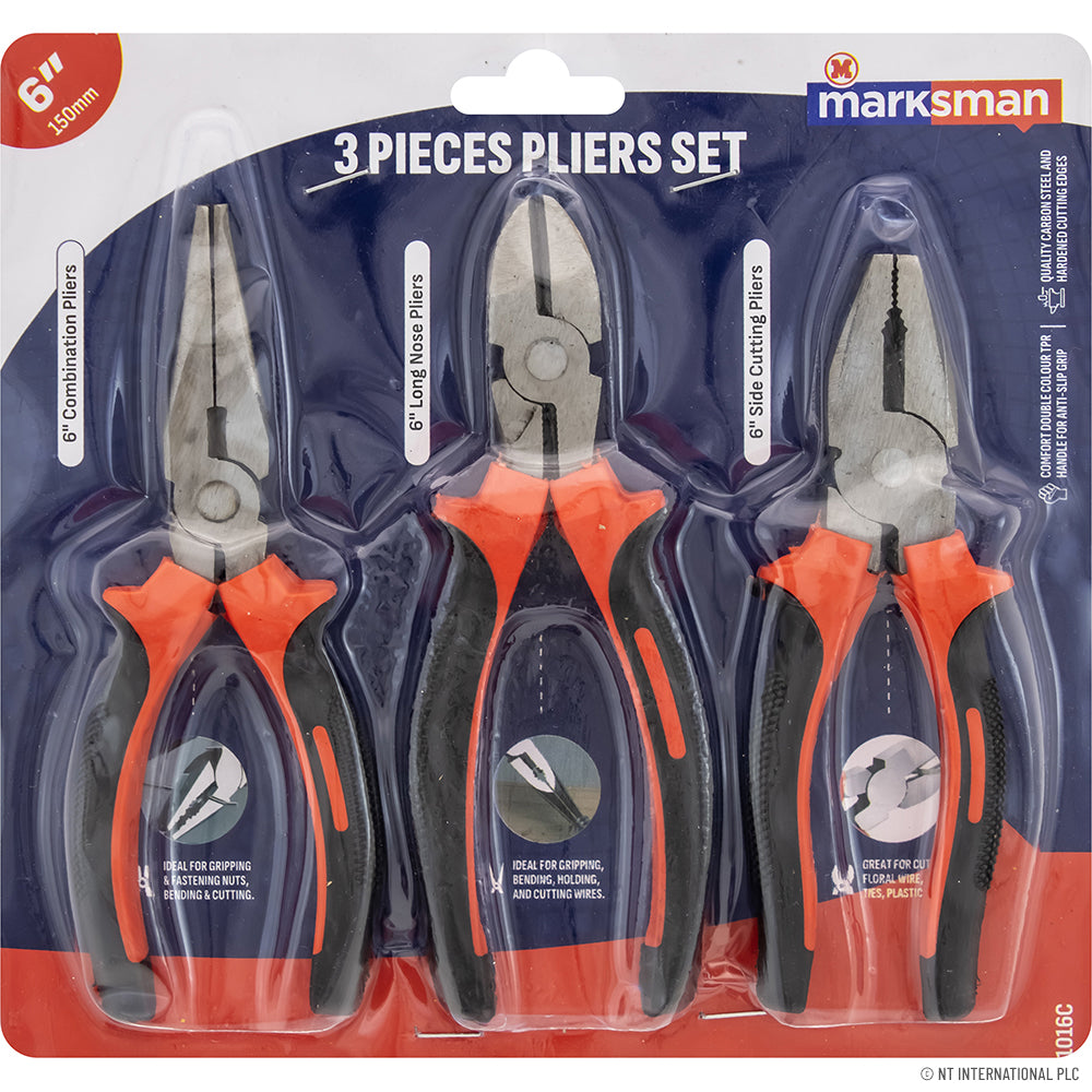 3pc Pliers Set - Red/Black
