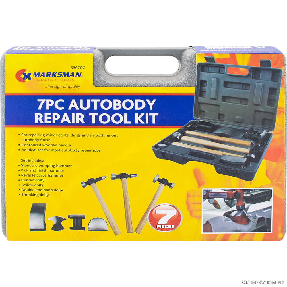 7pc Autobody Repair Tool Kit-Wood Handle