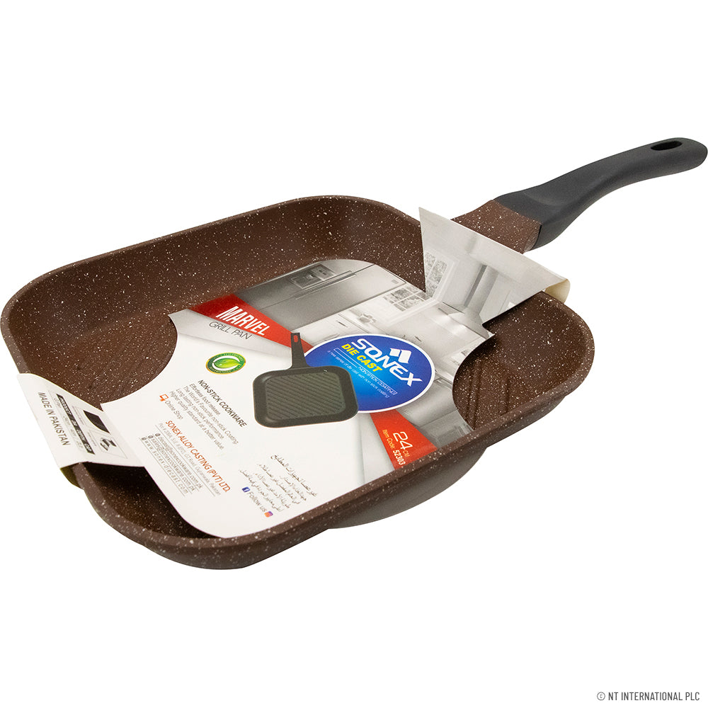 24cm Grill Pan With Induction Die Cast - Choc