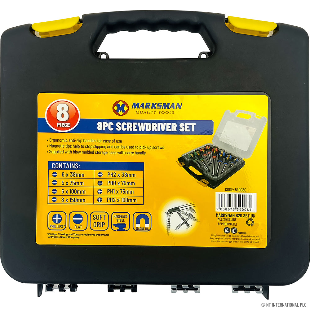 8pc Screwdriver Set In Blowcase