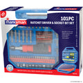 101pc Screwdriver Ratchet Driver & Socket Set