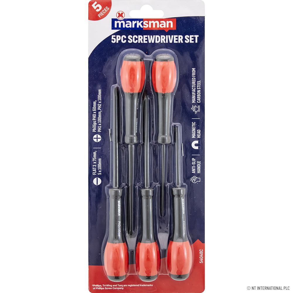 5pc Screwdriver Set - Black/Red