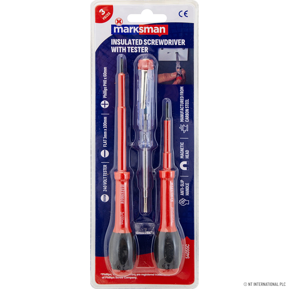 3pc Insulated Screwdriver & Tester Set