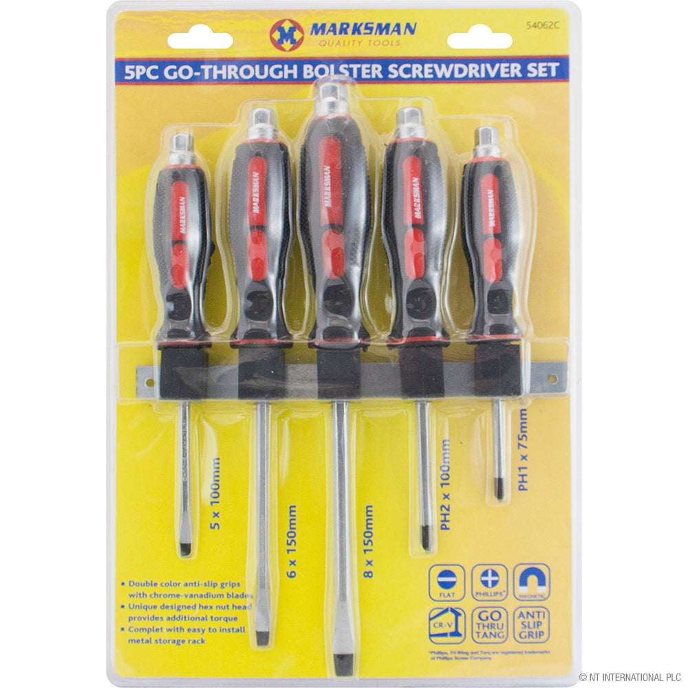 5pc Go Through Bolster Screwdriver Set