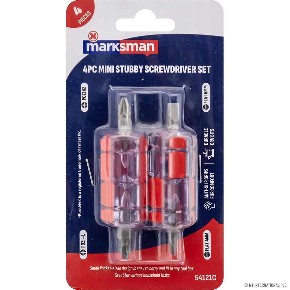 4pc Mini Stubby Screwdriver Set