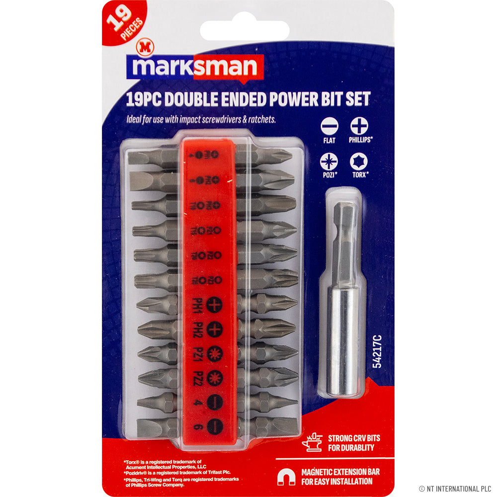 19pc Double End Power Bit Set - Plus Holder