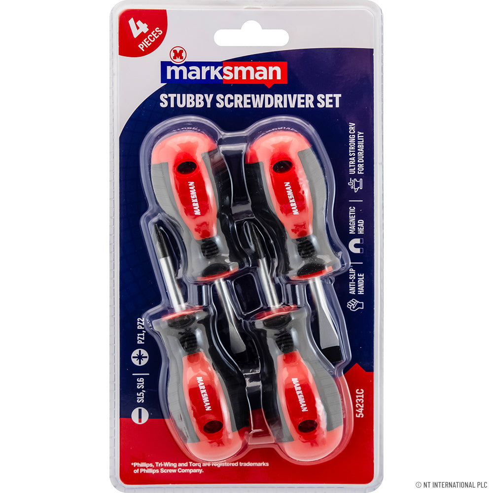 4pc Stubby Screwdriver Set