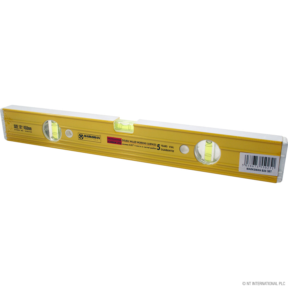 18" / 45cm x 1.5mm Spirit Level - Ribbed