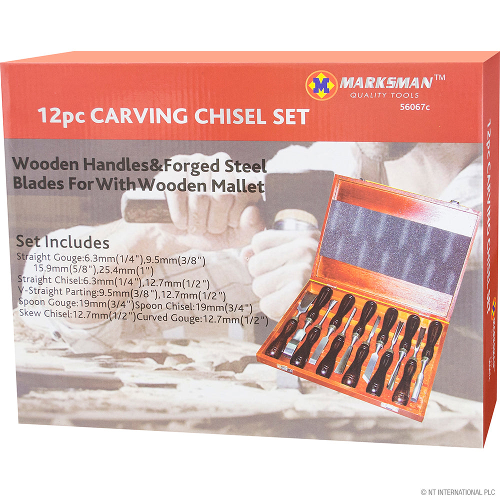 Peak Kit 12pc Wood Carving Chisel Set Wooden Case - Peak Kit
