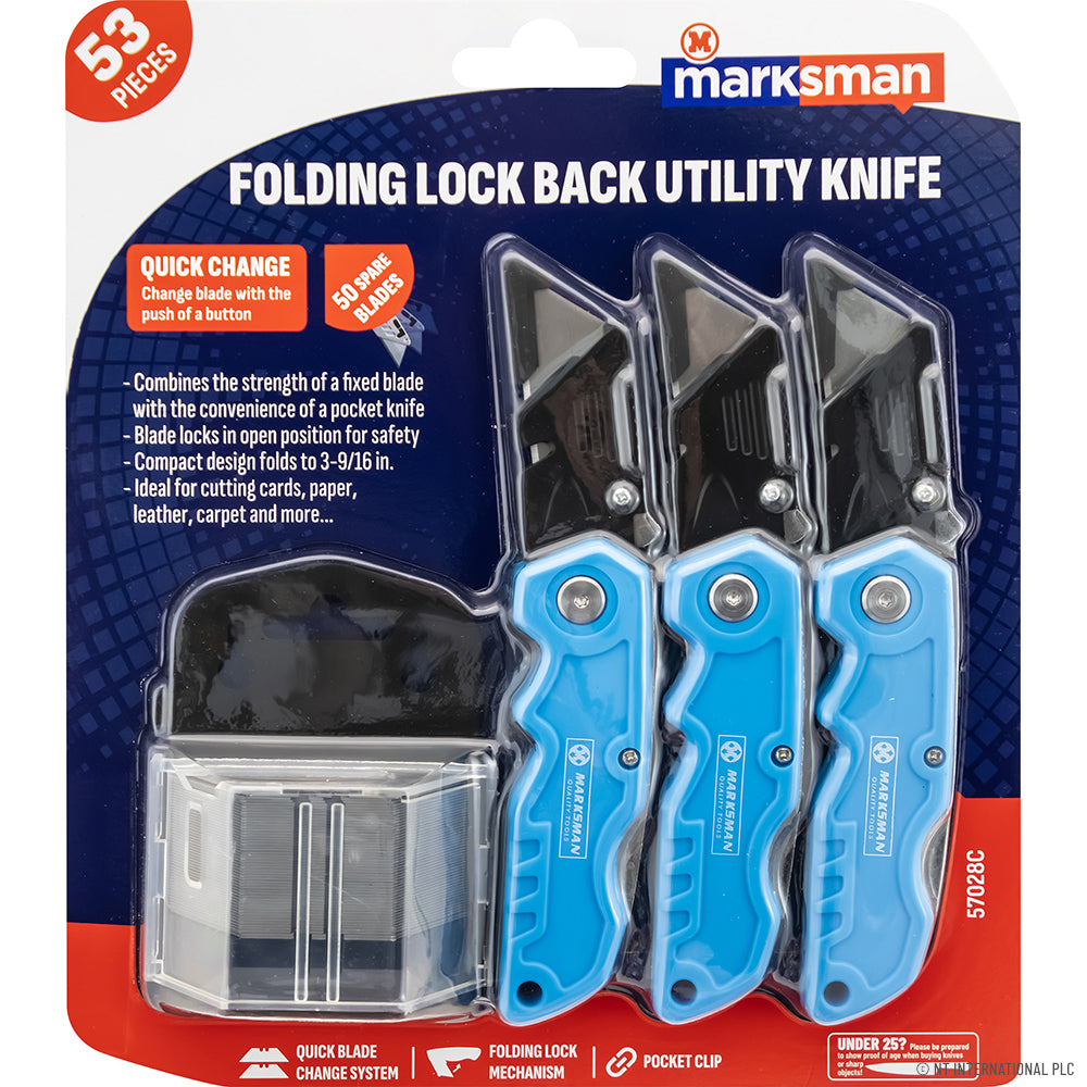 3pc Lock back Folding Utility knife 50pc Extr