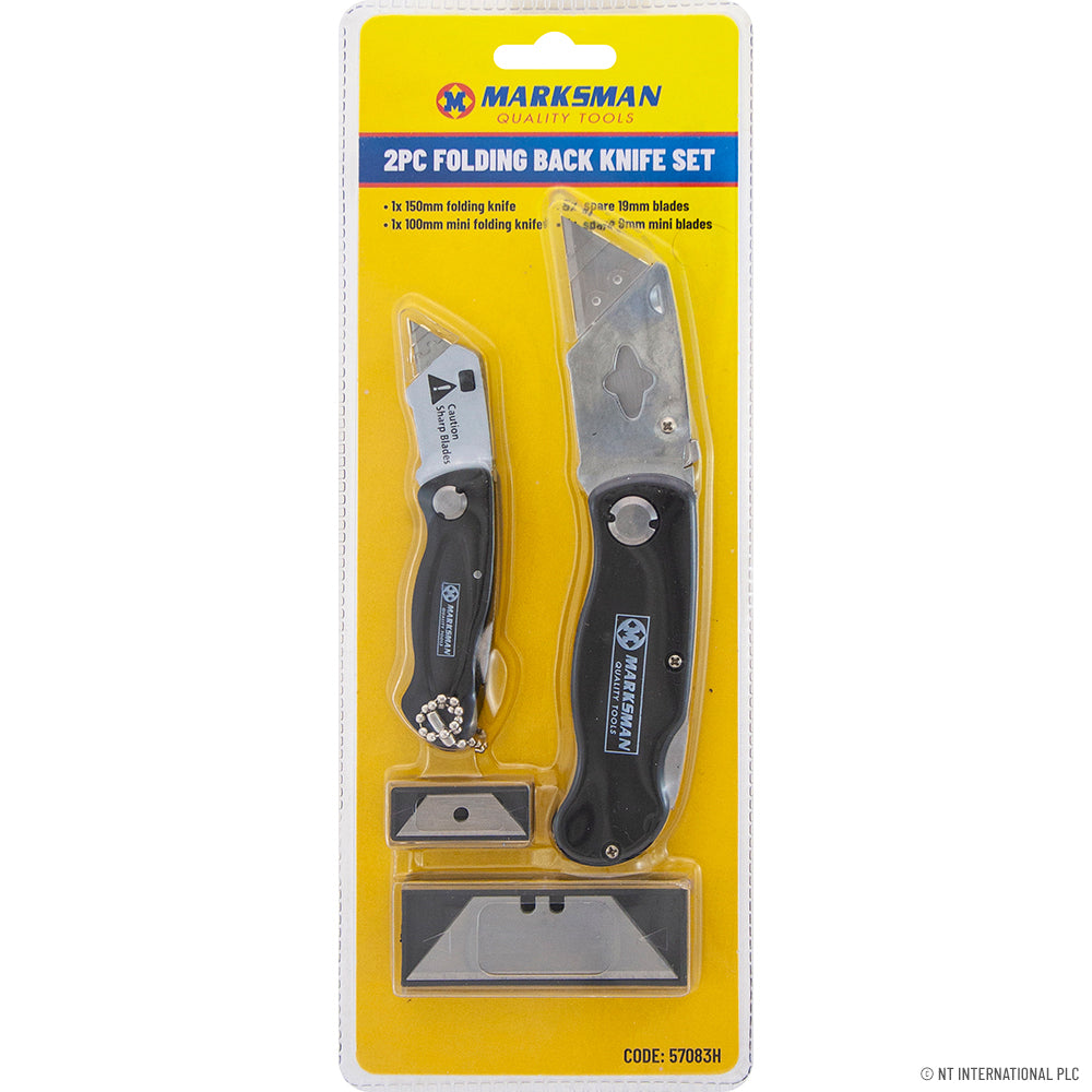 2pc Folding Lock Knife - Black