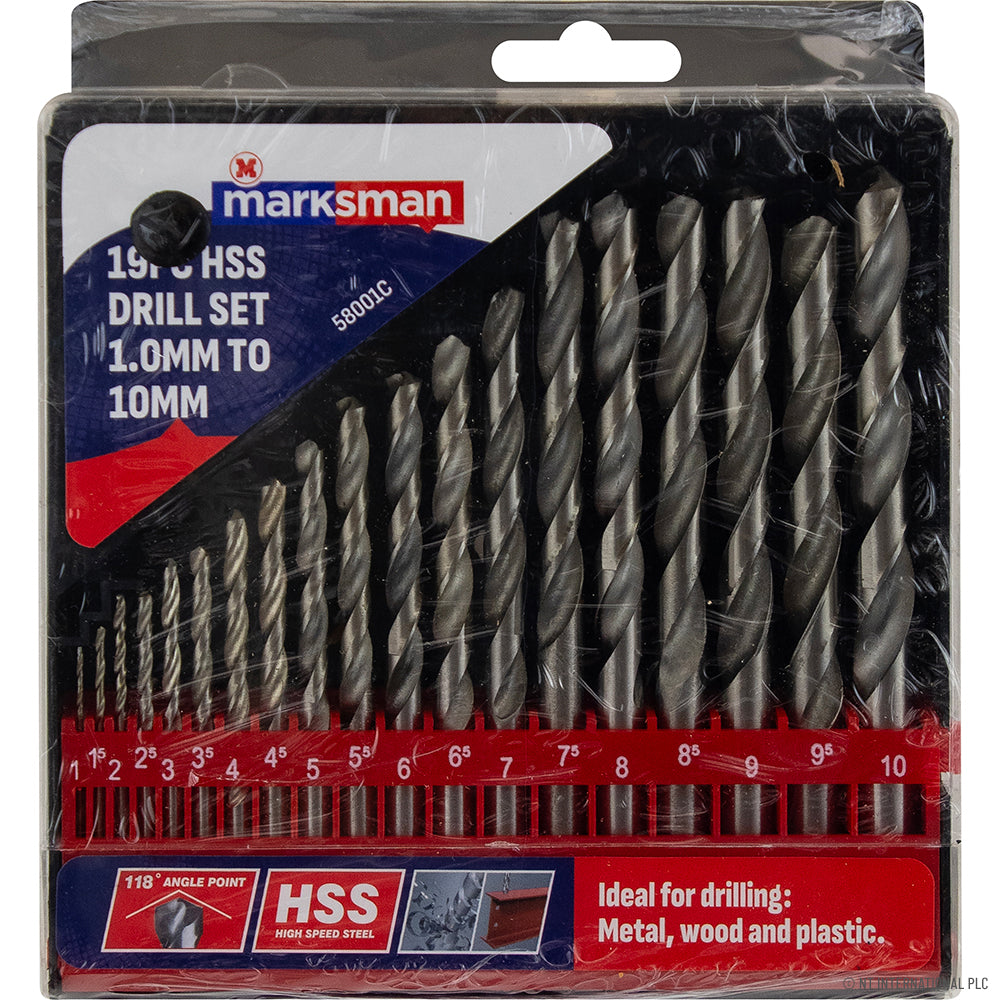 19pc HSS Drills Set - 1.0mm to 10mm