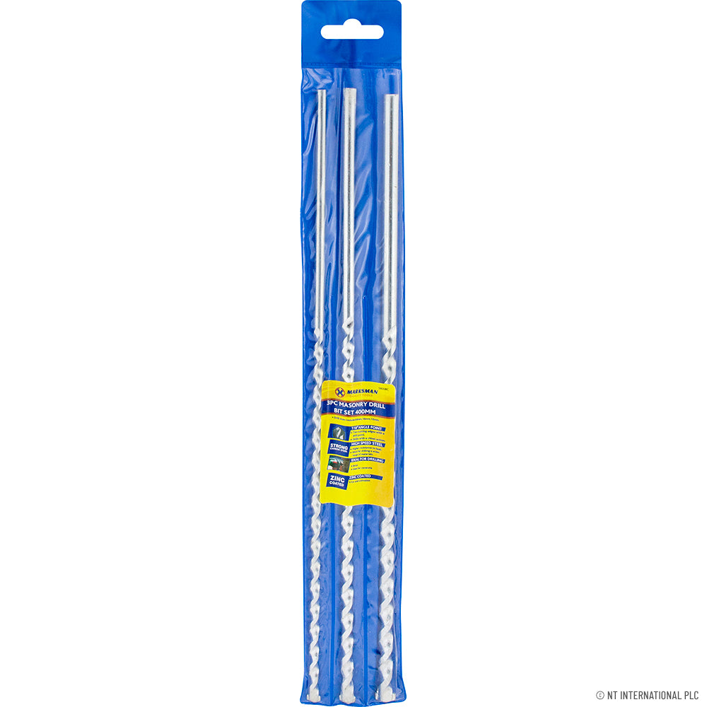 3pc Masonary Drill Set - 8/10/12 x 400mm
