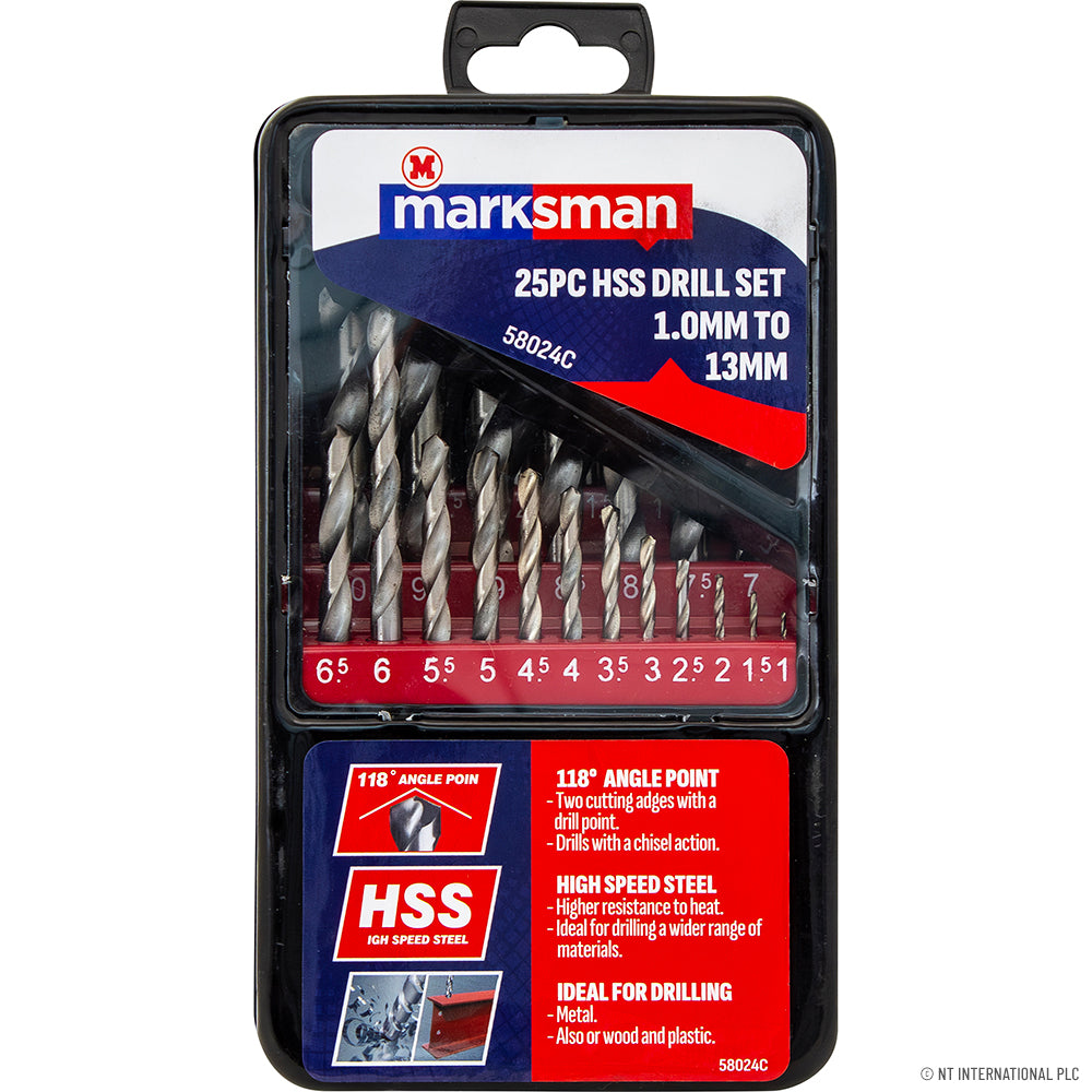25pc HSS Drill Set - 1.0mm to 13mm