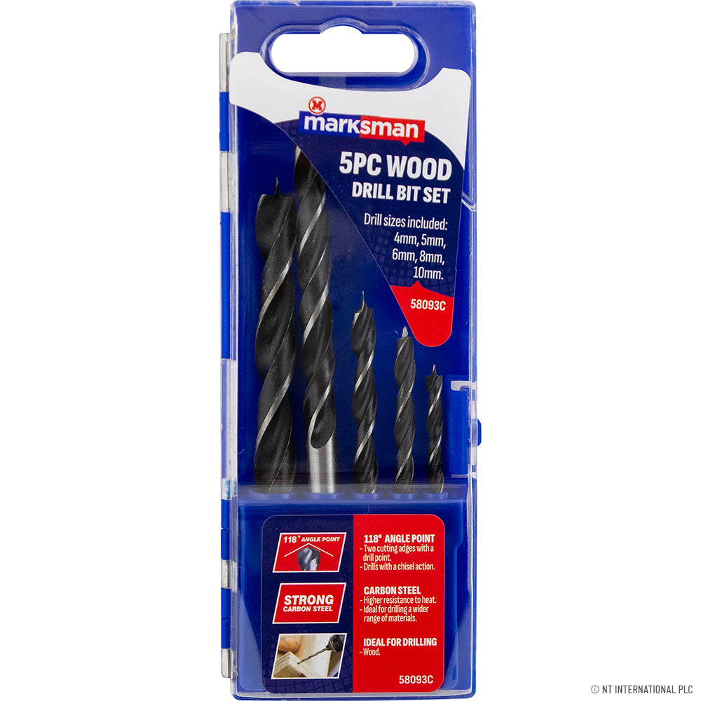 5pc Wood Drill Bit Set - 4 - 10mm