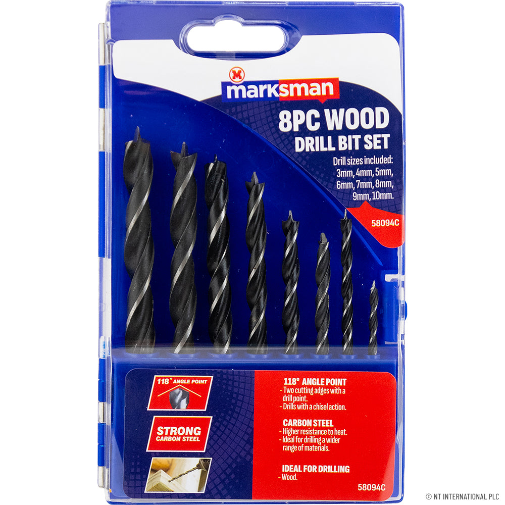 8pc Wood Drill Bit Set - 3 - 10mm