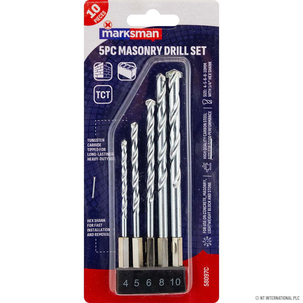 5pc 1/4'' Masonry Drill Set