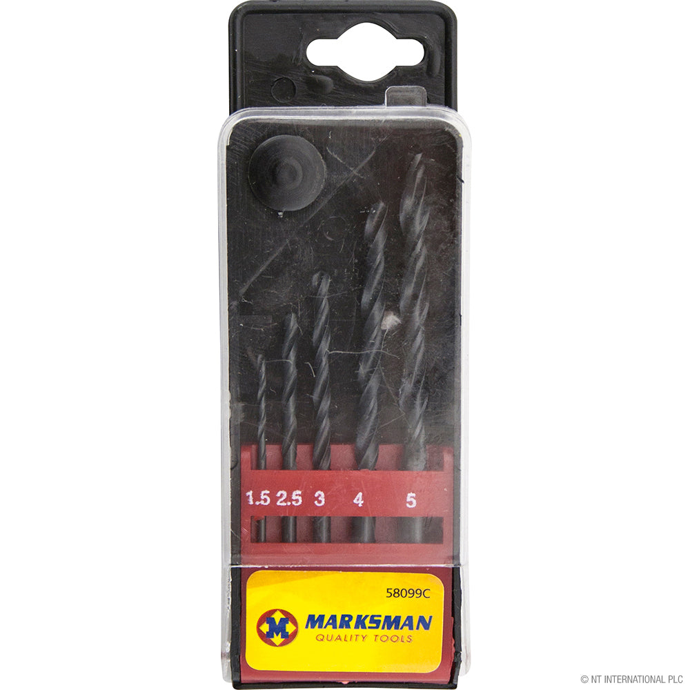 5pc HSS Twist Drill Set in Plastic Box
