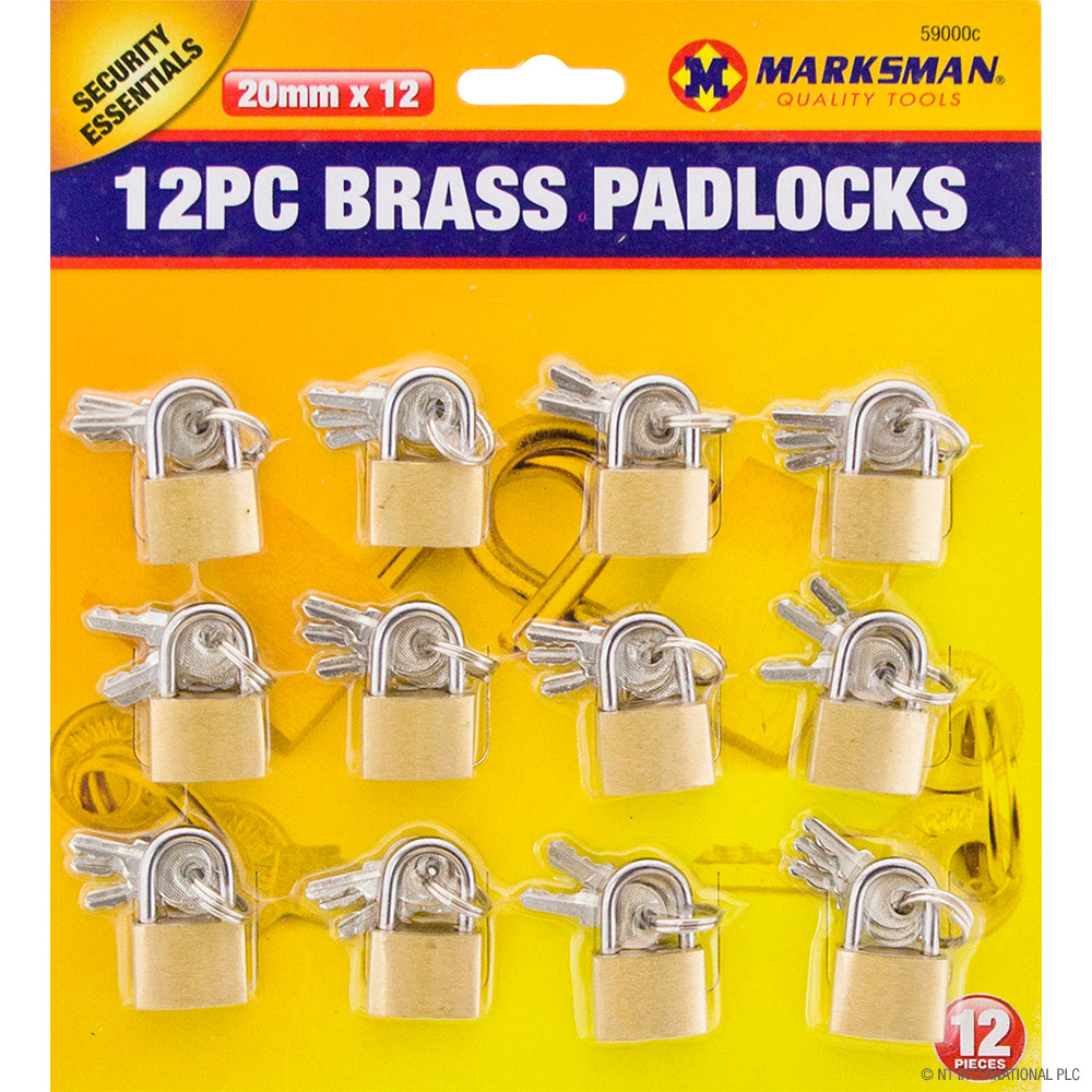 12pc Brass Padlock Set 20mm