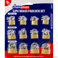 12pc Brass Padlock Set 25, 30 and 35mm