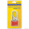 40mm Long Shackle Iron Padlock - Red