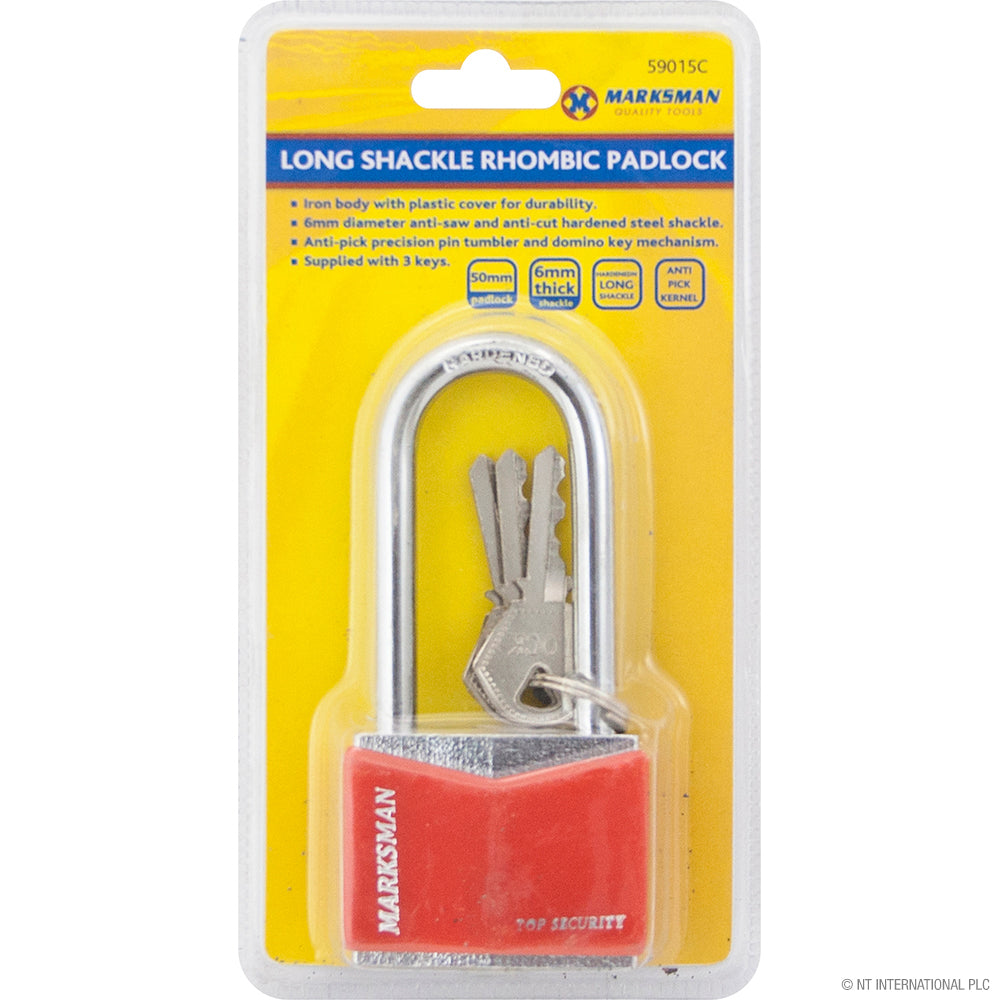 40mm Long Shackle Iron Padlock - Red