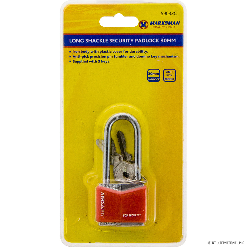 20mm Long Shackle Security Padlock - Red