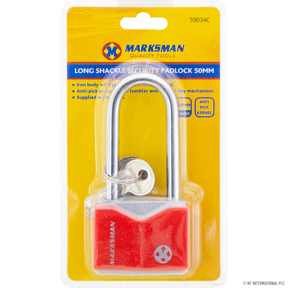 20mm Long Shackle Security Padlock - Red