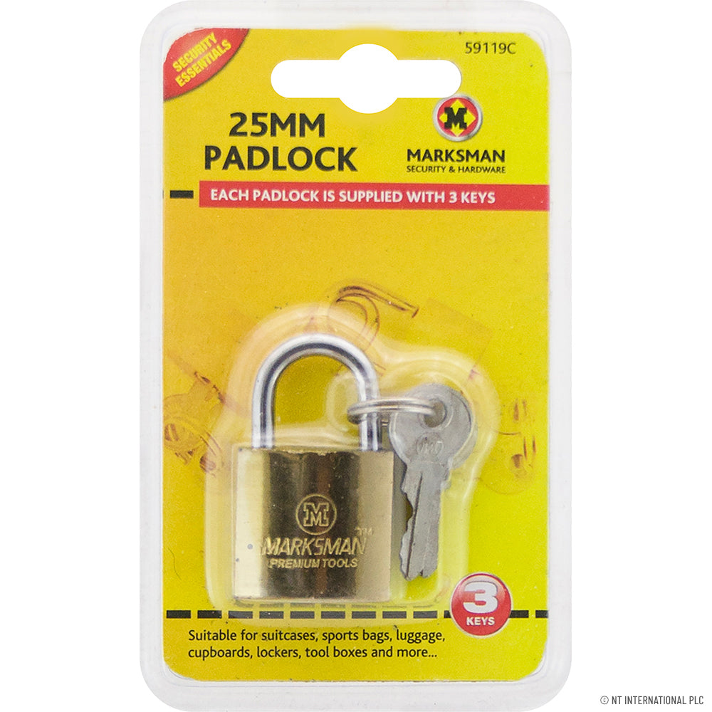 25mm Brass Coated Padlock - Single