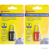 3 Digit Combination Padlock CDU - Red/Black