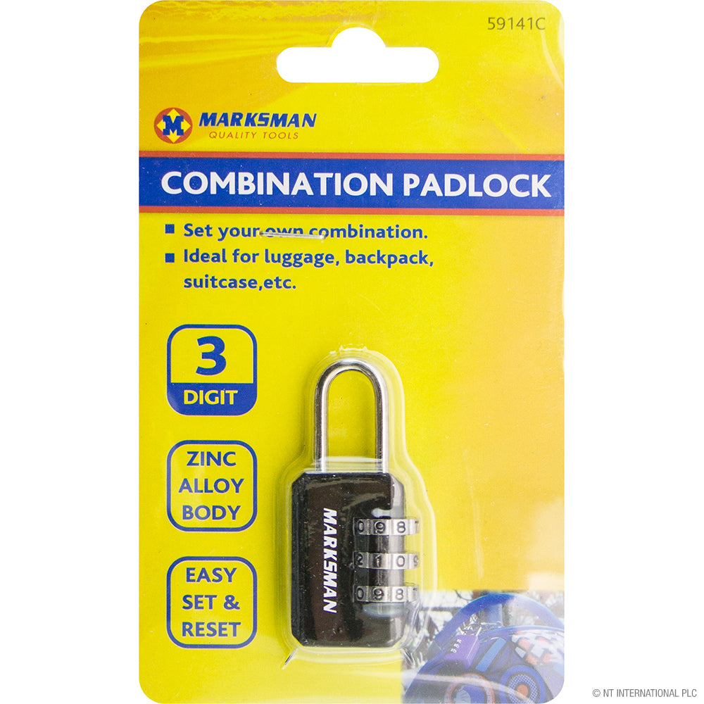 3 Digit Combination Padlock CDU - Red/Black