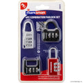 4pc 3 Digit Combination Padlock Set