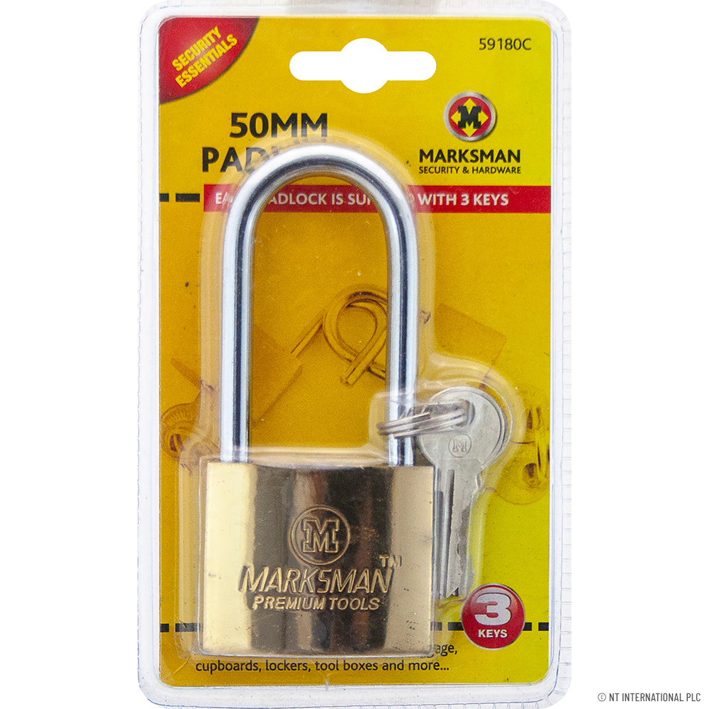 32mm Long Beam Padlock - Brass Coated