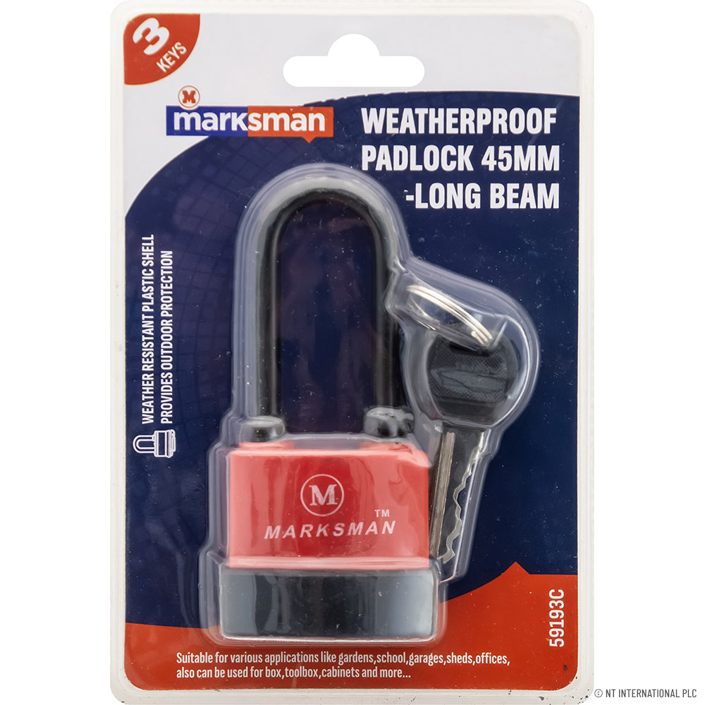 45mm Long Beam Waterproof Padlock - Blue
