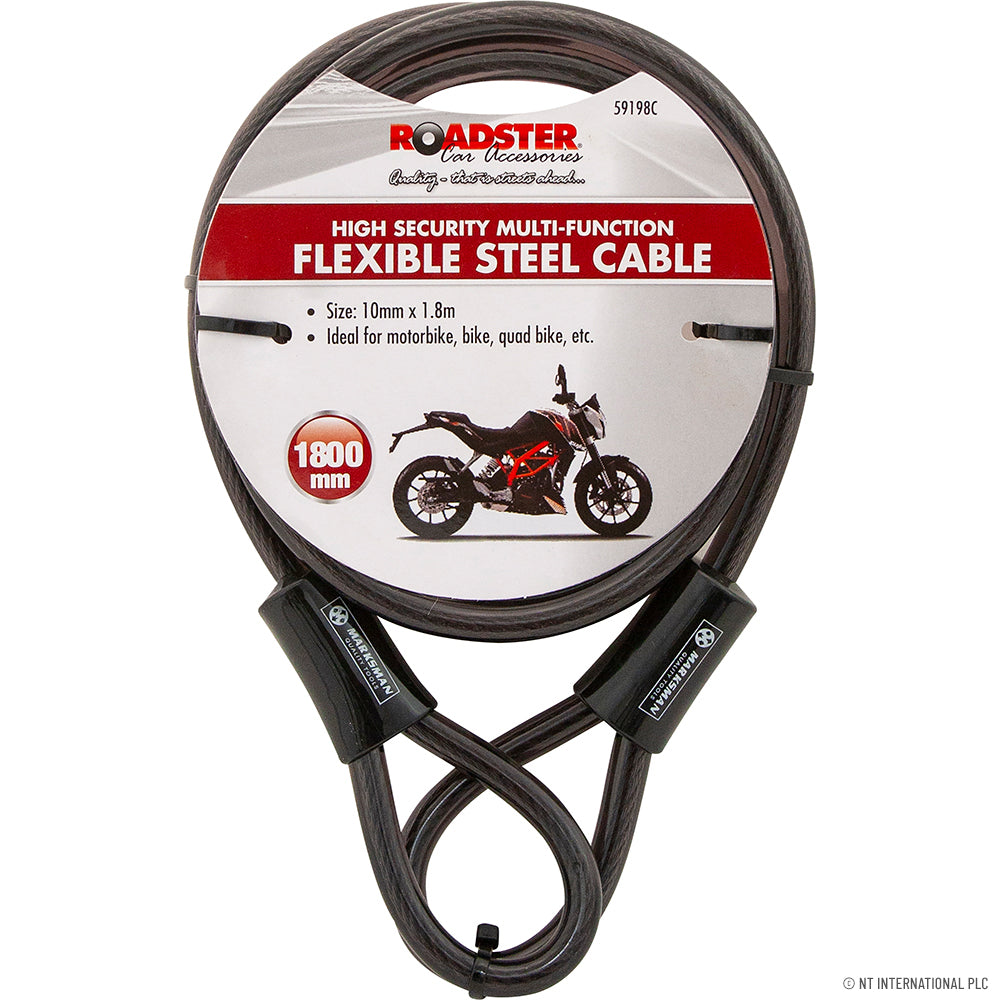 Peak Kit 1.8m Flexible Steel Cable Cycle Lock - 10mm - Peak Kit