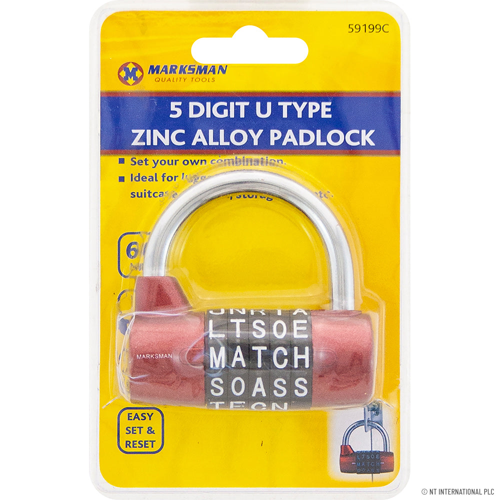 5 Digit Combination U Type Padlock - 60mm