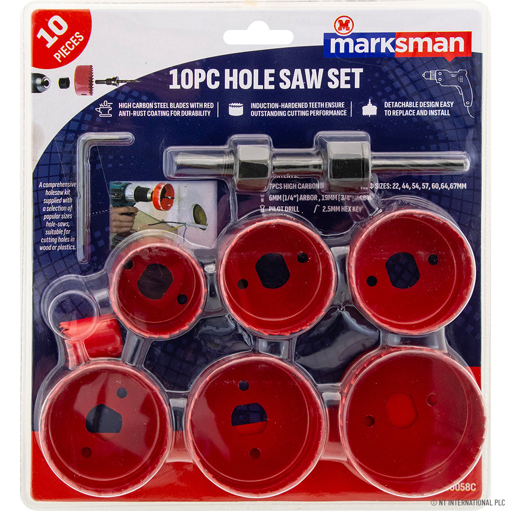 10pc Holesaw Set - DB - Red