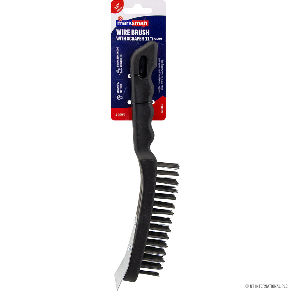 11" Wire Brush and Scraper - 27.5cm - Black
