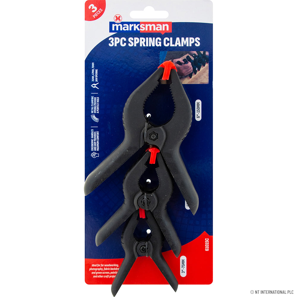 3pc Spring Clamps 7/10/15cm - Black