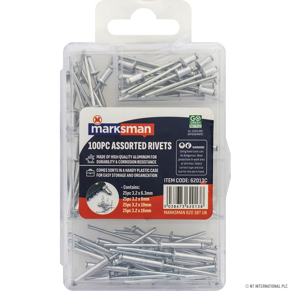 100pc Assorted Rivets - In Bloawcase