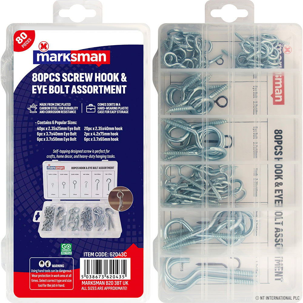 80pc Hook and Eye Bolt Assortment